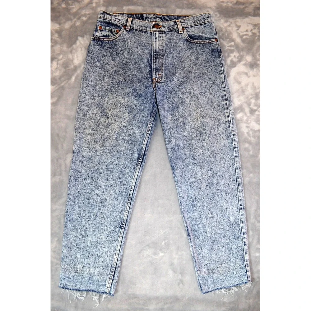 Vintage Levi's 550 1980'S Acid Wash Made In USA Mens 38x32 Cut Off to Inseam 27